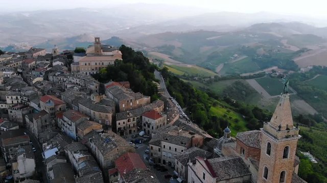 Italian Hill Town Ripatransone Vista Pass Over Edge Of Town To Valley Below