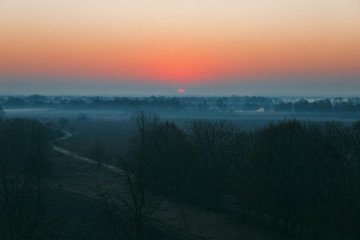 magical sunrise in the clear sky
