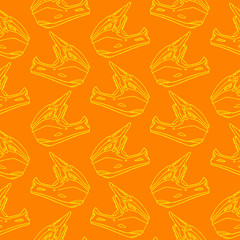 Hand drawn seamless pattern with mountainbike helmet. Design background vector. Decorative wallpaper, good for printing