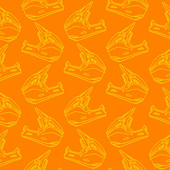 Hand drawn seamless pattern with mountainbike helmet. Design background vector. Decorative wallpaper, good for printing