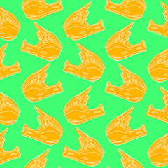 Hand drawn seamless pattern with mountainbike helmet. Design background vector. Decorative wallpaper, good for printing