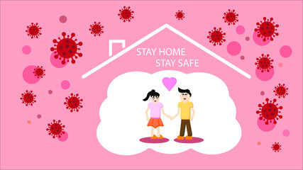 People are staying at home while covid-19 pandemic, Stay safe concept
