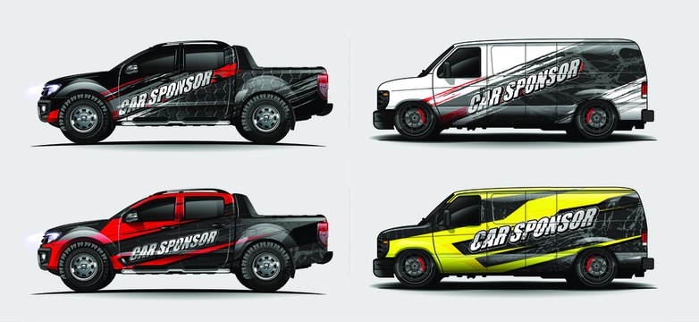 set of vehicle graphic kit vector. Modern abstract background for car wrap branding and automobile sticker decals livery 

