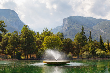 The main fountain at the Litochoro Municipal Park - Greece.