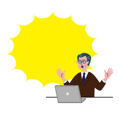 スーツ　男性　士業　パソコン　衝撃　驚いている