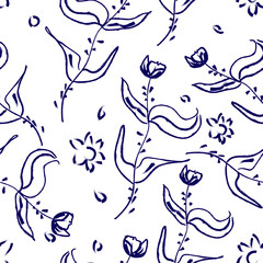 Roses draving seamless pattern