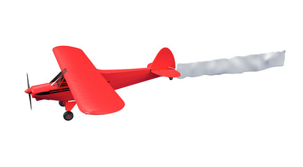 Flying airplane and banner on blue sky. 3D illustration © vadarshop