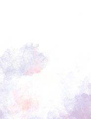 Watercolor painted background with blots and splatters. Brush stroked painting. 2D Illustration.