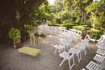 Decoration of a wedding with flowers.