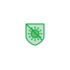 Virus and shield, vector sanitize icon