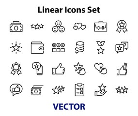 Simple Set Feedback, reviews thin line icons. Evaluation, review, STAR, LIKE and much more, Editable stroke. Vector illustration