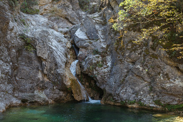 Small rocky waterfall in Greece