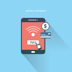 Mobile Payment Icon. Flat Design. Business Concept
