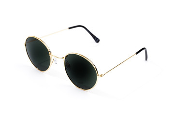 Black round sunglasses isolated on white background  - Image