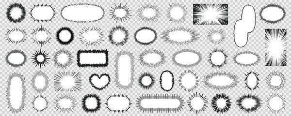 Cartoon concentrated line speech bubble set