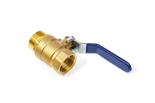 Ball valve brass isolated on white background - Imaga