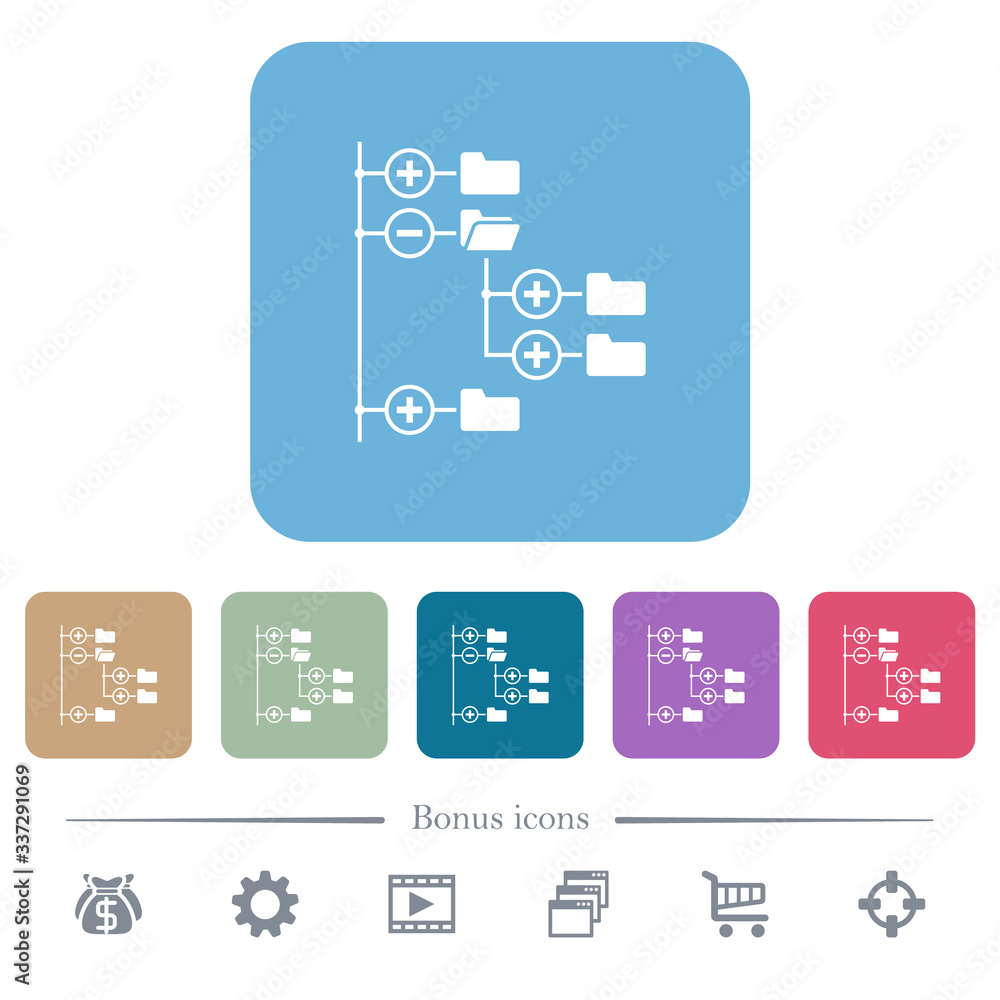Poster directory browser flat icons on color rounded square backgrounds