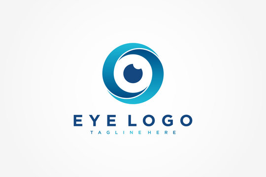 Abstract Eye Logo Letter S. Blue Circle Camera Icon. Usable for Business and Technology Logos. Flat Vector Logo Design Template Element.