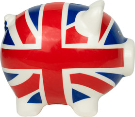 isolated uk piggy bank savings - 337291829