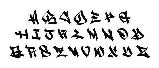 Alphabet in the Gothic graffiti style. Vector EPS 10 - obrazy, fototapety, plakaty