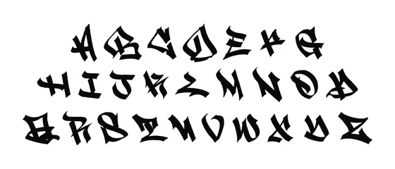 Foto op Plexiglas Alphabet in the Gothic graffiti style. Vector EPS 10 © Maximlacrimart