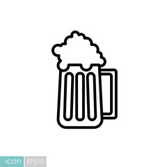 Beer glass vector icon. Barbecue and bbq grill