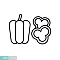 Fresh peppers sliced vector icon. Vegetable symbol
