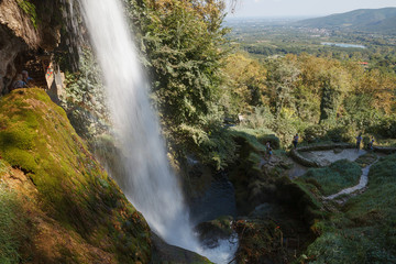 Naklejka na ściany i meble Edessa great park waterfall in Greece.