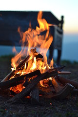 fire in the fireplace