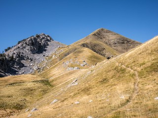 View of the peak of Comodoto in the Espierba mountain range in the Spanish Pyrenees, Bielsa,...