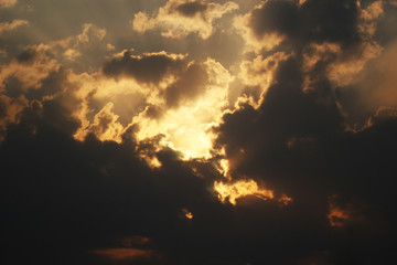 evening cloudy sky at sunset