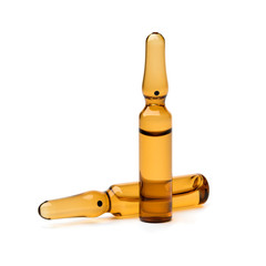Pair of brown glass ampoules