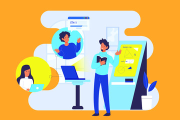 A freelance worker works at home.