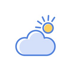 Vector sun and cloud weather icon illustration isolated on white background