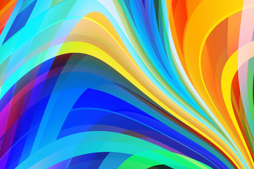 Fluid abstract background with colorful gradient. 2D illustration of modern movement.