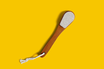 Pumice hygiene brush. Bath health natural organic body skin care concept photo.