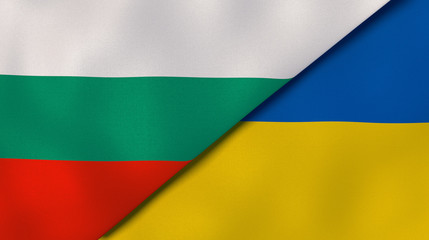The flags of Bulgaria and Ukraine. News, reportage, business background. 3d illustration