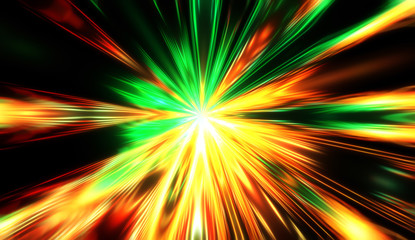 Obraz premium Explotion of glowing star. Dynamic colorful background image. Glow lights wallpaper.