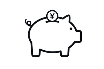 ブタの貯金箱と日本円のイラスト