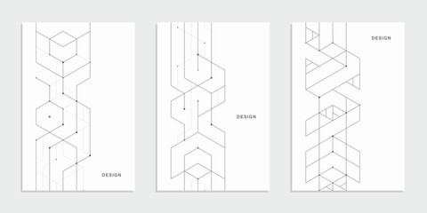 Abstract geometric technological banner. Corporate identity flyer. Vector set background.