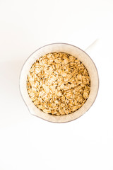 Rolled Oats in White Enamel Pot