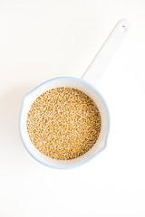 Steel Cuts in White Enamel Pot