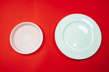 Plates. Eco-friendly life - organic made recycle houseware in compare with polymers, plastics analogues. Home style, natural products for recycle and not harmful to the environment and health.