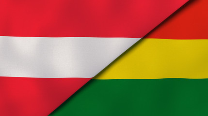 The flags of Austria and Bolivia. News, reportage, business background. 3d illustration