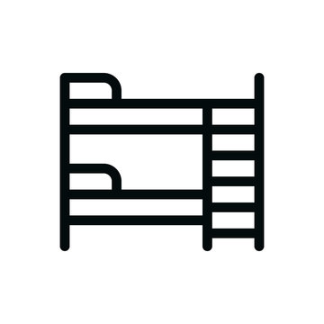 Bunk Bed Isolated Vector Icon, Hostel Bed Linear Icon