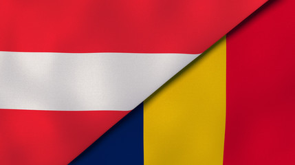 The flags of Austria and Chad. News, reportage, business background. 3d illustration