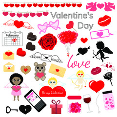 set for valentines day, vector isolated