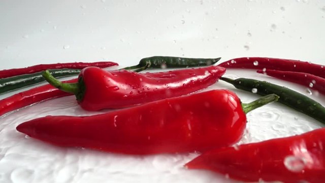 Juicy Capia pepper. Slow motion.