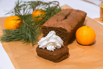Confectionery - still life. Cookies, bakery products, tangerines, eggs. Cooking dessert and sweets. Sugar and cafe. Coffee or tea to buns. Still life with food