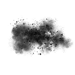 Grunge black and white digital watercolor splash and blot abstract background
